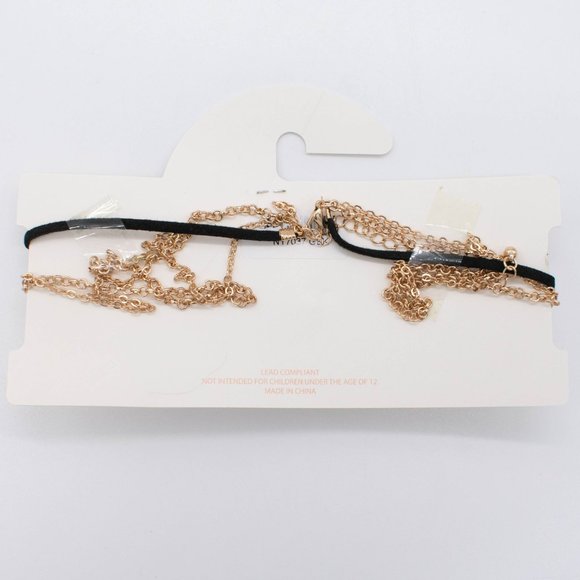 Carisma Women's Black and Gold Tone Chain Choker Necklace - Picture 2 of 3